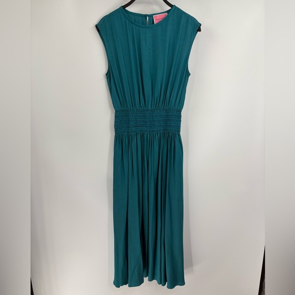 KATE SPADE Silk-blend Twill Smocked-waist Dress In Dark dress size small NWT - Picture 6 of 16